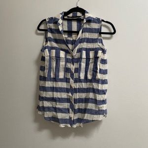 Zara Striped Sleeveless Button Down Shirt XS
